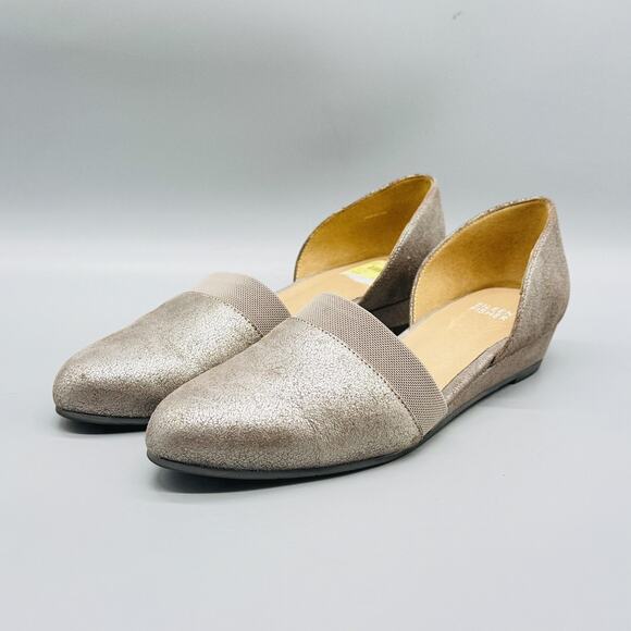 Eileen Fisher Shoes Women 8.5 Metallic Pewter Ida D Orsay Ballerina Flat Comfort - Picture 4 of 13